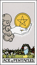 Rider Waite Ace of Pentacles Tarot Card