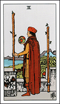 Tarot Verbatim's Card Meaning for The Two of Wands Tarot Card.