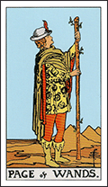 Tarot Verbatim's Card Meaning for Page of Wands Tarot Card.